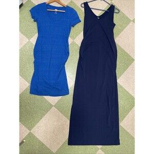 Lot Of 2 Old Navy Maternity Dress Blue Maxi Bodycon Small S Dresses